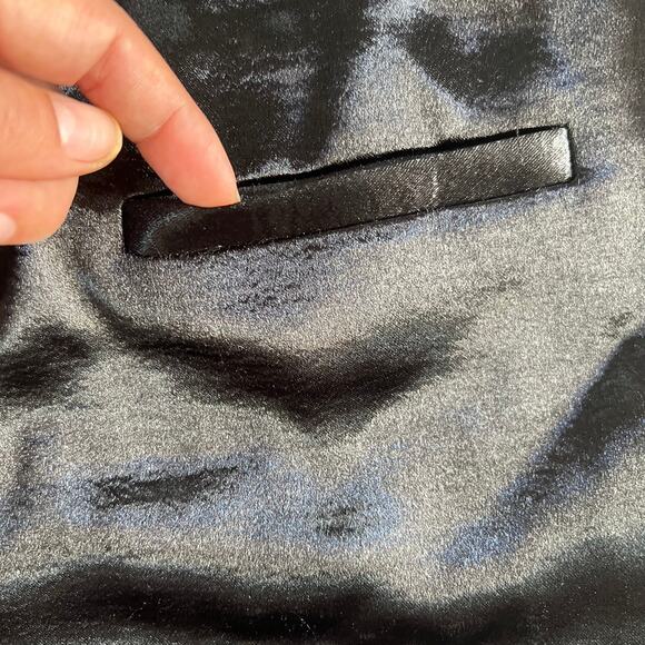 Donna Karan New York Black Satin Wide Leg Pants M Elastic Waist Lounge - Picture 8 of 12